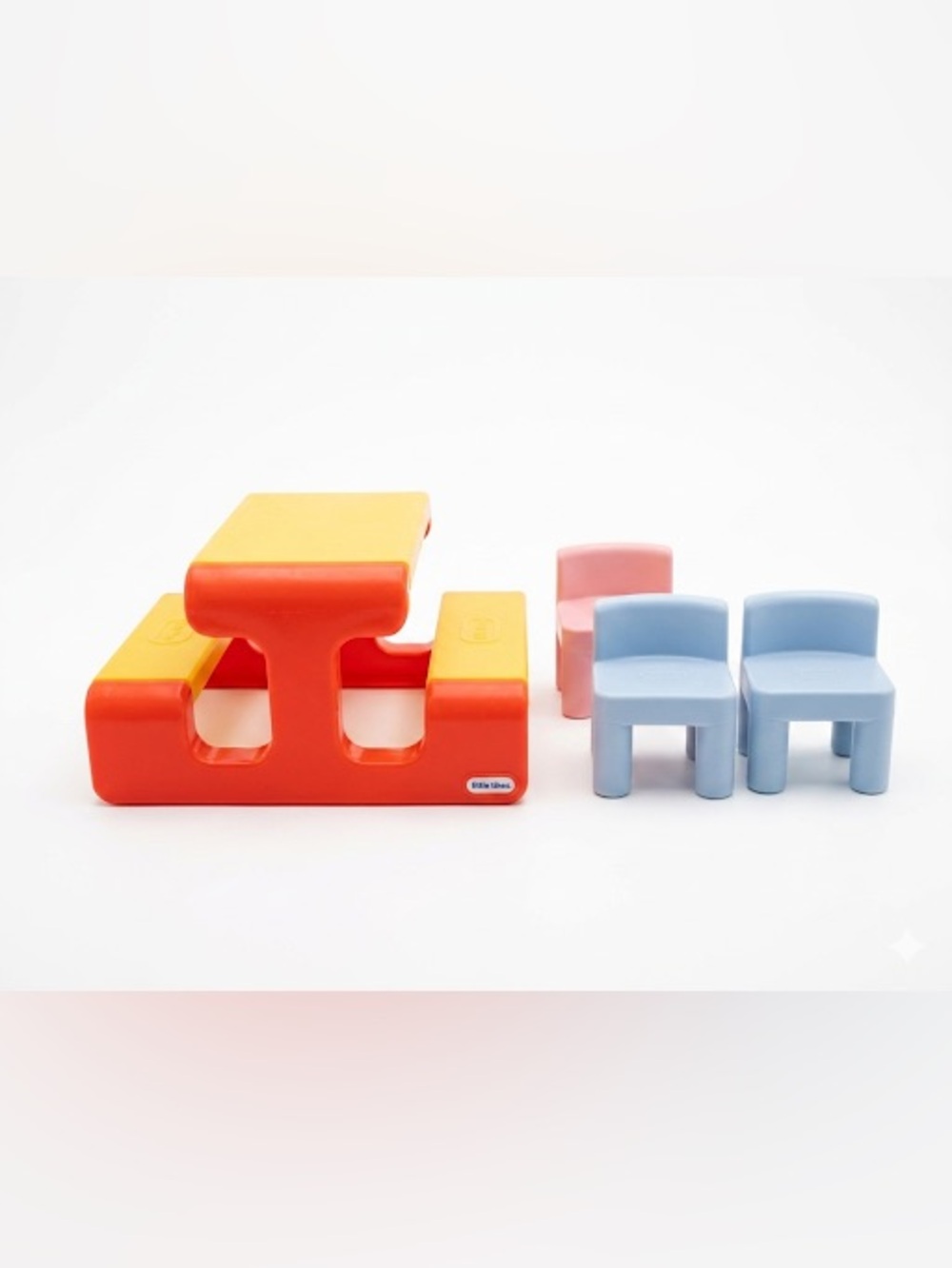 🧡💛 Vintage Little Tikes Dollhouse Picnic Table + 3 Chairs Set 🪑